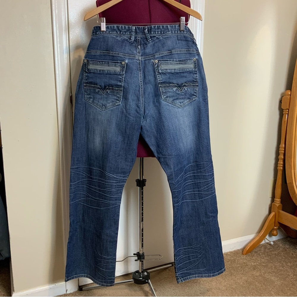 Like New Buffalo David Bitton Driven Distressed Dark Wash Straight Jeans Men’s
